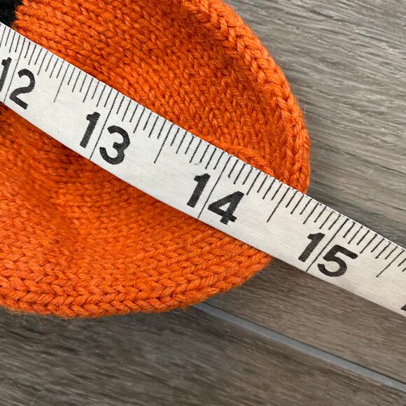 Hand Knit Wool Black Orange Socks Womens - Picture 3 of 5